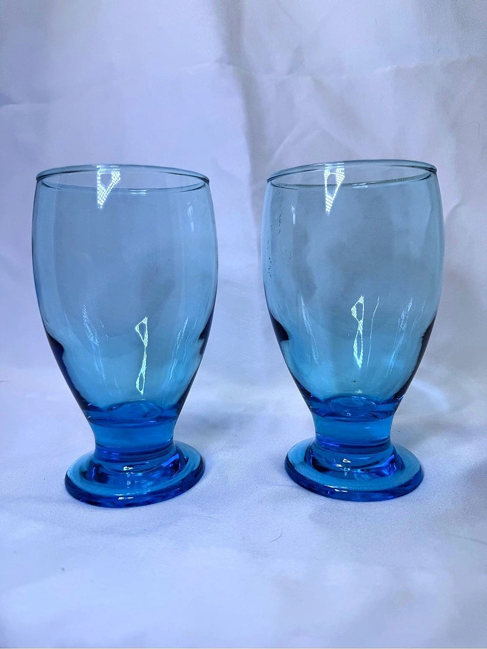 Blue Glass Drinking Glasses Set of 2